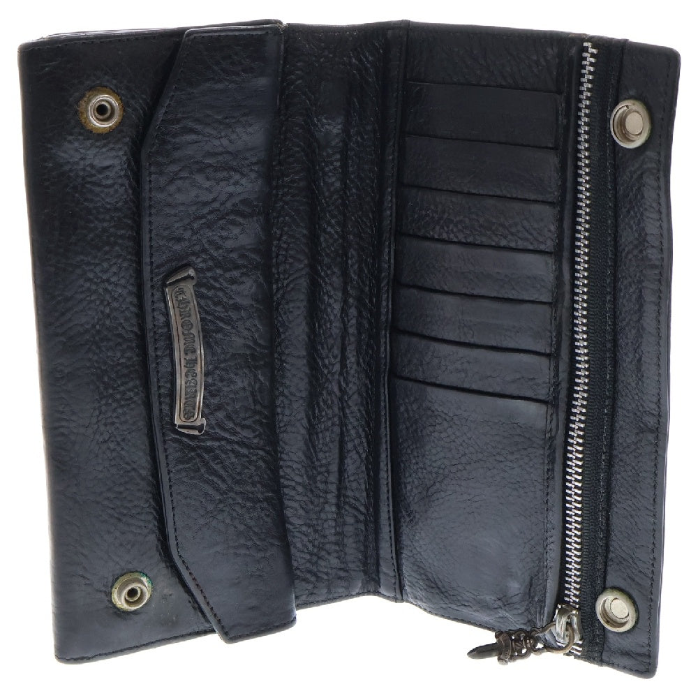 CHROME HEARTS(クロムハーツ) LONG WALLET グリーシー クロスボタンレザー ロングウォレット 長財布 ブラック