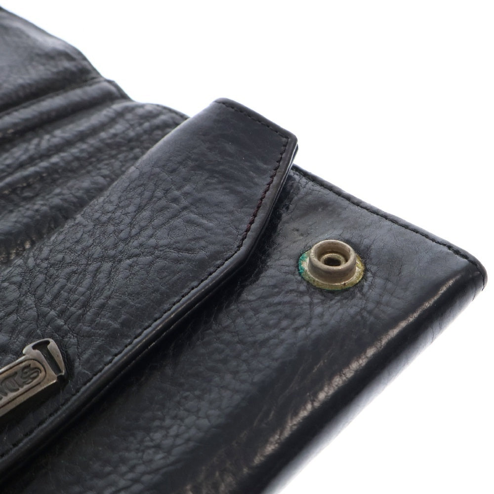 CHROME HEARTS(クロムハーツ) LONG WALLET グリーシー クロスボタンレザー ロングウォレット 長財布 ブラック