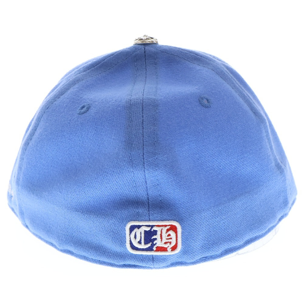 CHROME HEARTS(クロムハーツ) FITTED WOOL ACRYLIC SERGE VINY HEART ヴァインハートロゴ刺繍ベースボールキャップ 帽子 ライトブルー