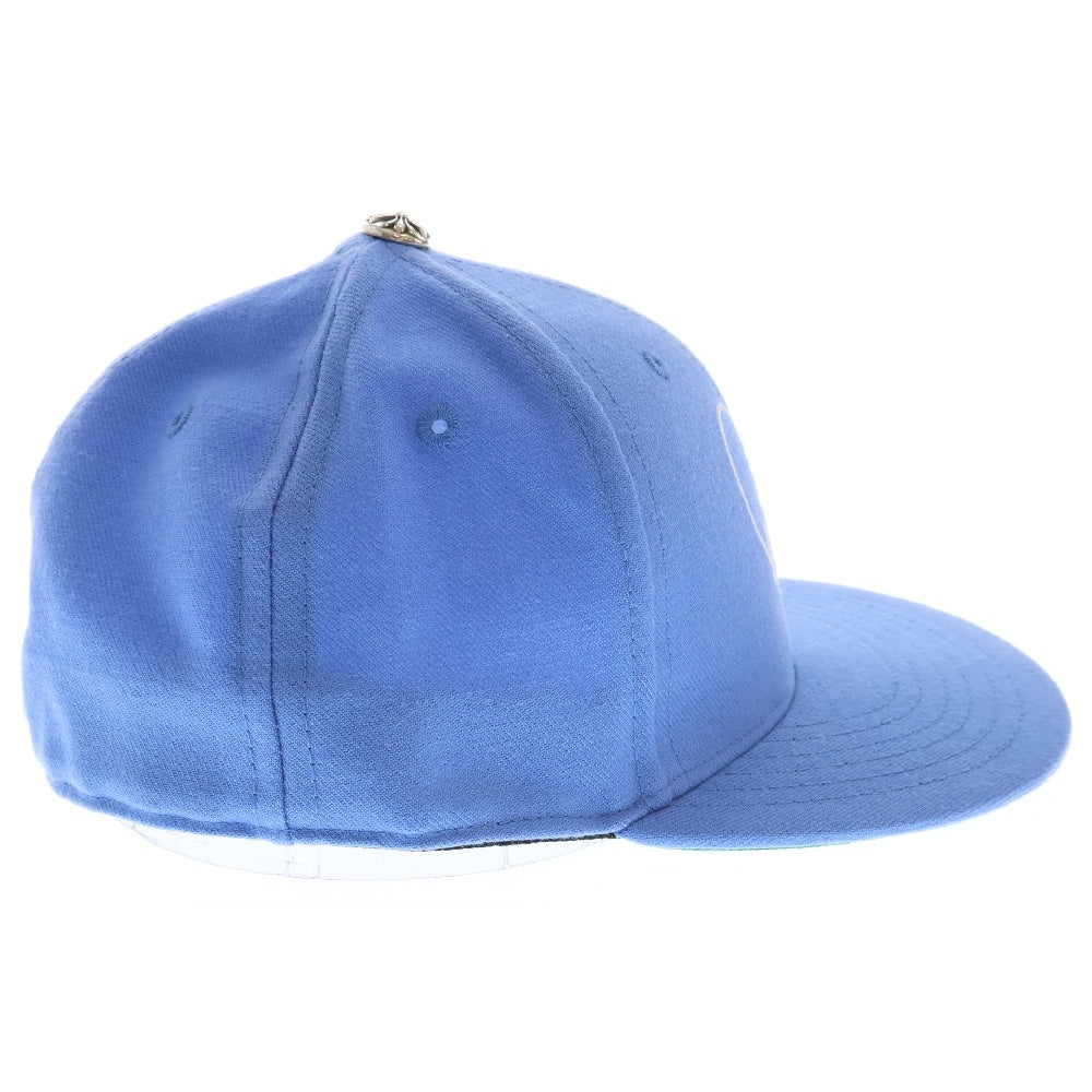 CHROME HEARTS(クロムハーツ) FITTED WOOL ACRYLIC SERGE VINY HEART ヴァインハートロゴ刺繍ベースボールキャップ 帽子 ライトブルー