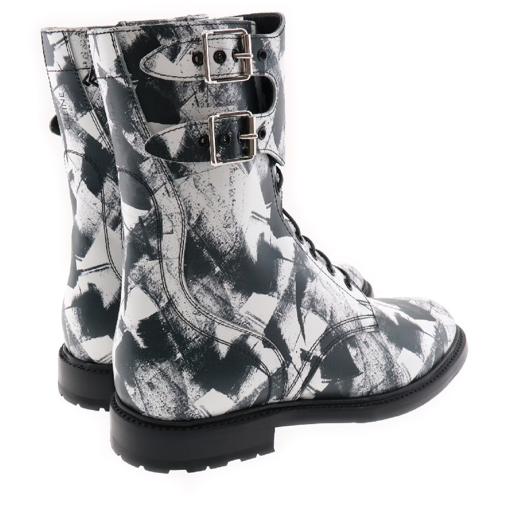 CELINE(セリーヌ) RANGER BOOT 334613231C 総柄ロングブーツ サイドジップ ブラック/ホワイト