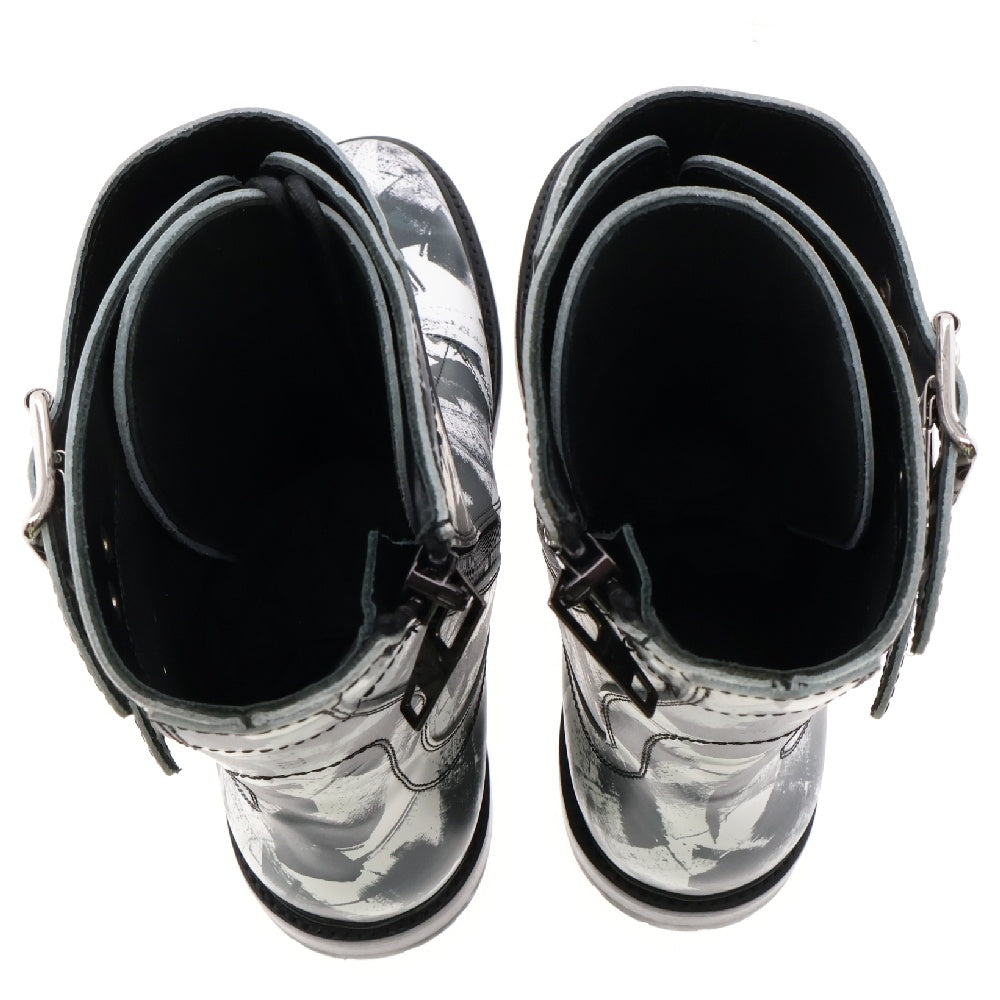 CELINE(セリーヌ) RANGER BOOT 334613231C 総柄ロングブーツ サイドジップ ブラック/ホワイト
