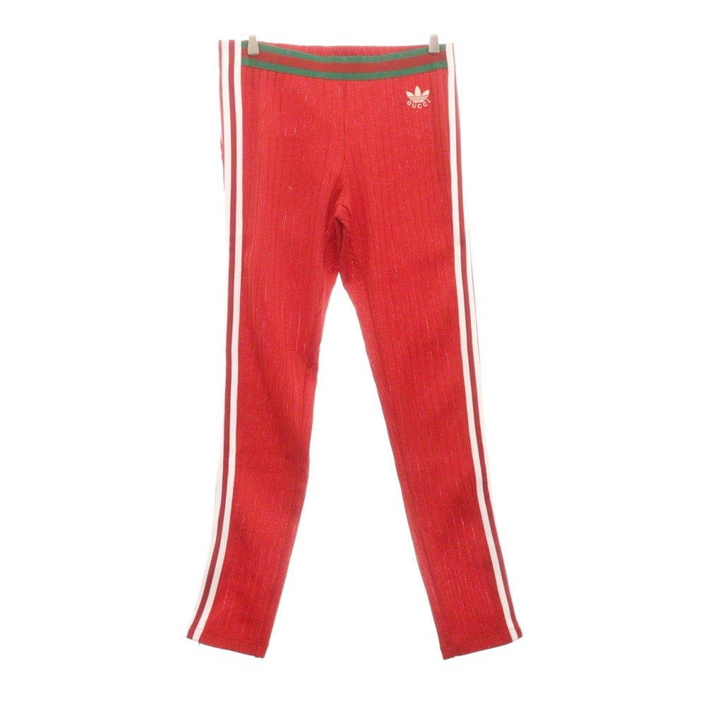 GUCCI(グッチ) 22AW ×ADIDAS Jersey Sweatpants アディダス サイドライン ロゴ刺繍 ロングパンツ ジャージ レッド 700501 XJEJT