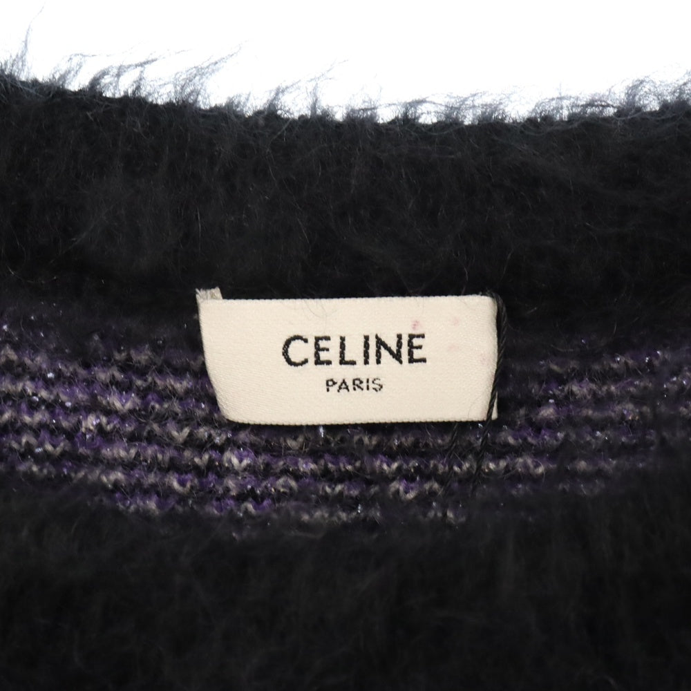 CELINE(セリーヌ) 22AW Argyle Mohair Blend Sweater 2AA24606S クロップドボクシーセーターインブラッシュドモヘア アーガイル柄モヘヤニット パープル
