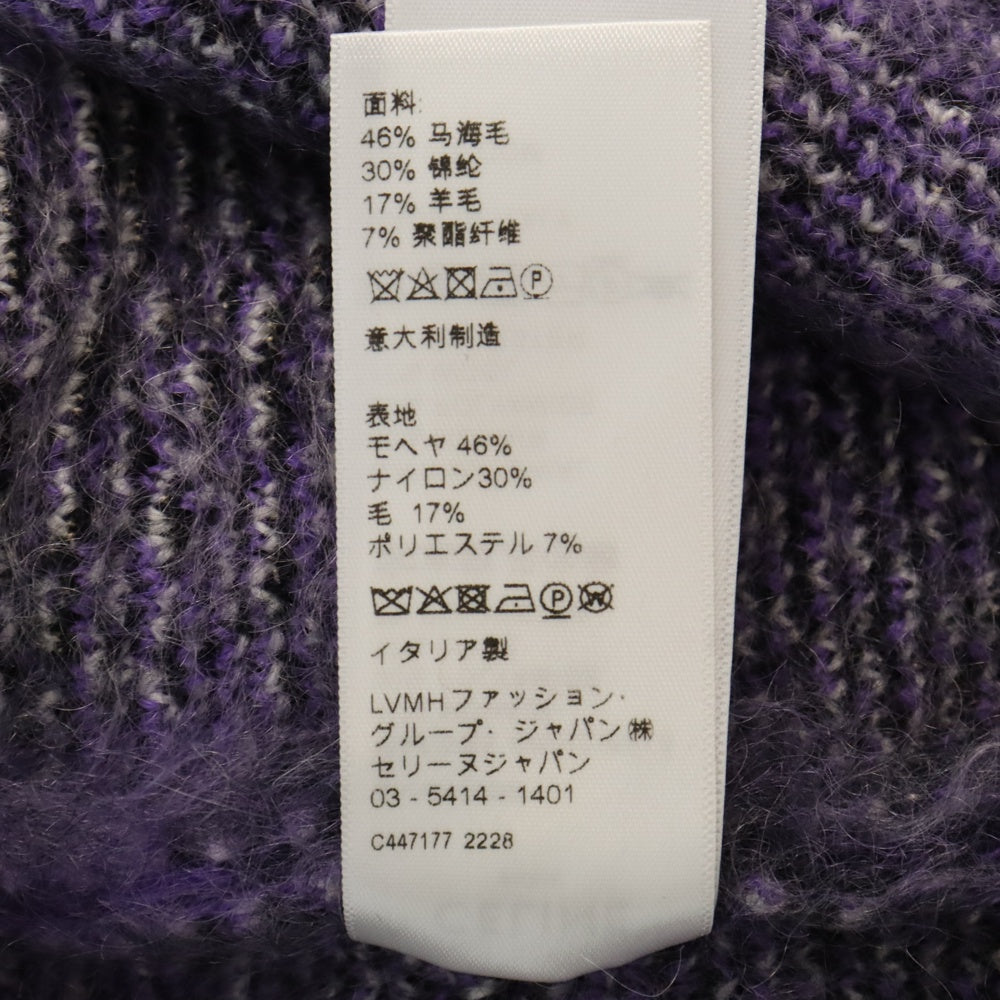 CELINE(セリーヌ) 22AW Argyle Mohair Blend Sweater 2AA24606S クロップドボクシーセーターインブラッシュドモヘア アーガイル柄モヘヤニット パープル