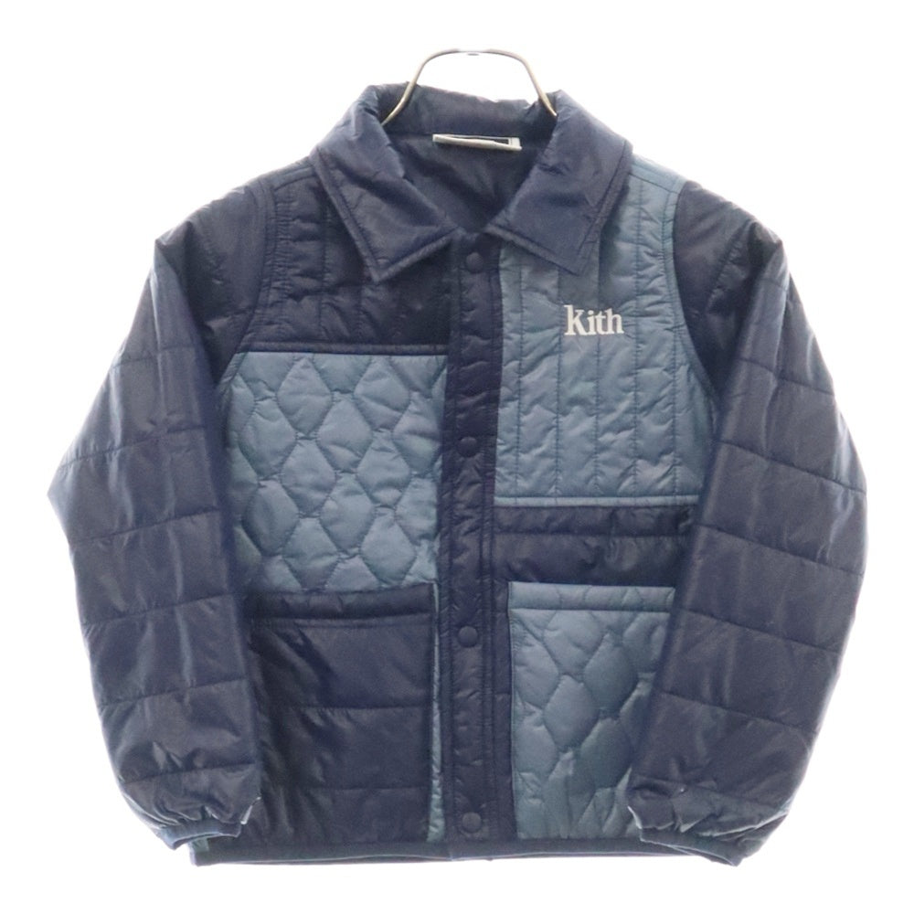 KITH(キス) ワンポイントロゴ刺繍キルティングジャケット ネイビー キッズ KHK010088