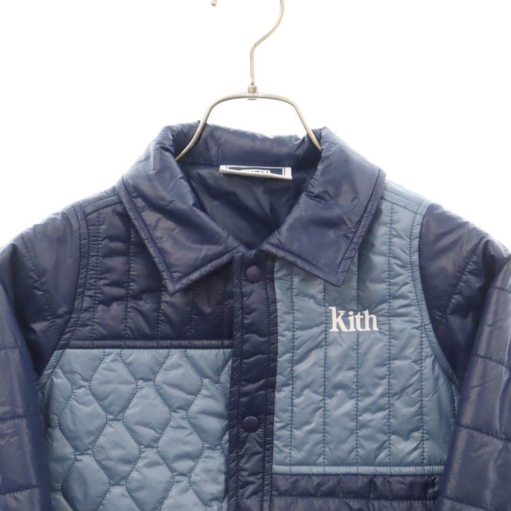 KITH(キス) ワンポイントロゴ刺繍キルティングジャケット ネイビー キッズ KHK010088