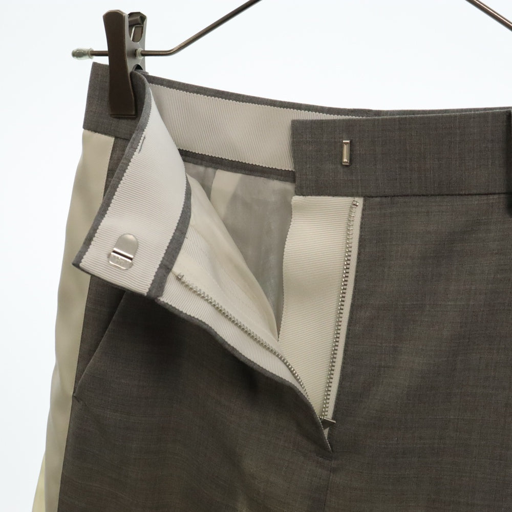 Sacai(サカイ) 21AW Suiting Mix Skirt 21-05653 スーチング ミックススカート プリーツシアースカート グレー/クリーム レディース