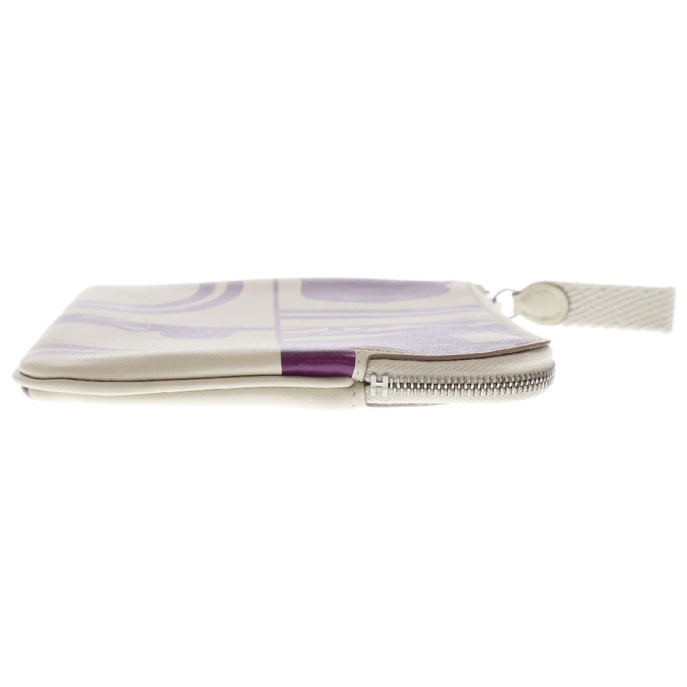 HERMES(エルメス) Carre Pocket Pouch カレポケットポーチ ラウンドジップポーチ 総柄レザー ベージュ 説明書有