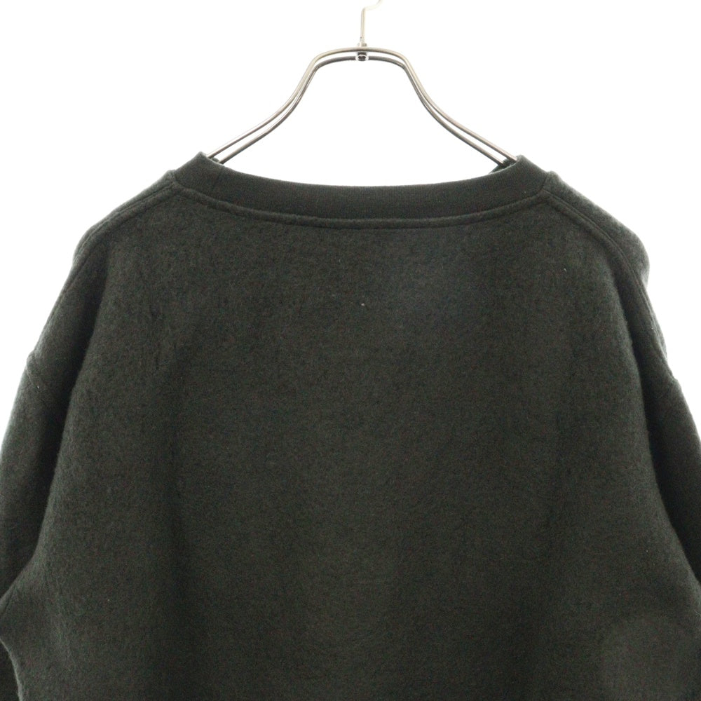 HERMES(エルメス) 22AW レザートリミング スウェットトレーナー カシミア混インサイドアウトトレーナー グレー