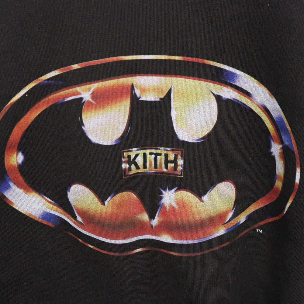KITH(キス) 24AW ×Batman Logo Vintage Long Sleeve Tee KHK030711 バットマン ヴィンテージ加工クルーネックスウェットトレーナー ブラック