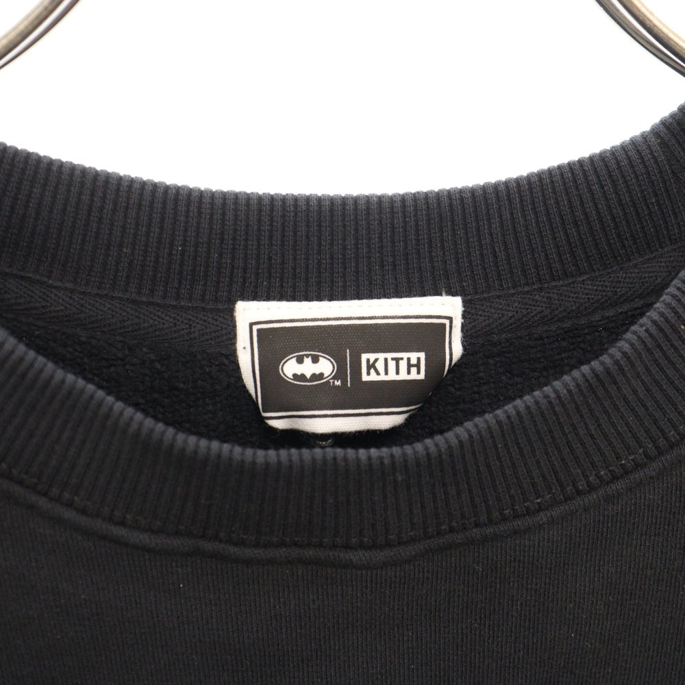 KITH(キス) 24AW ×Batman Logo Vintage Long Sleeve Tee KHK030711 バットマン ヴィンテージ加工クルーネックスウェットトレーナー ブラック