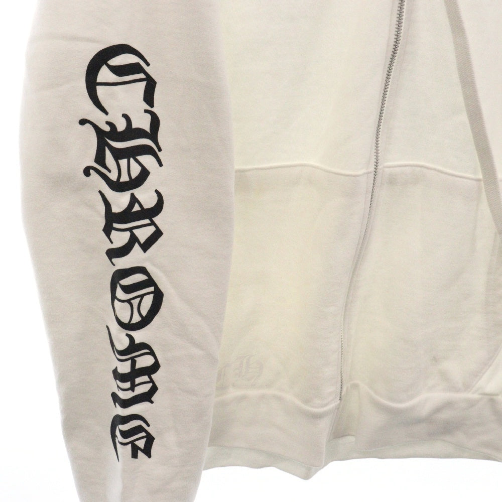 CHROME HEARTS(クロムハーツ) SWTSHRT HD ZIP グリッター アームロゴジップアップパーカー ホワイト