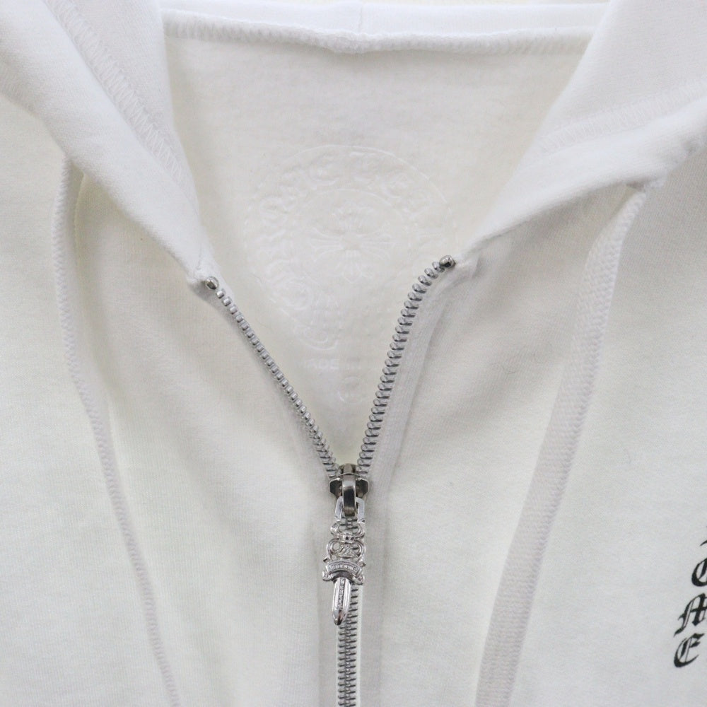 CHROME HEARTS(クロムハーツ) SWTSHRT HD ZIP グリッター アームロゴジップアップパーカー ホワイト