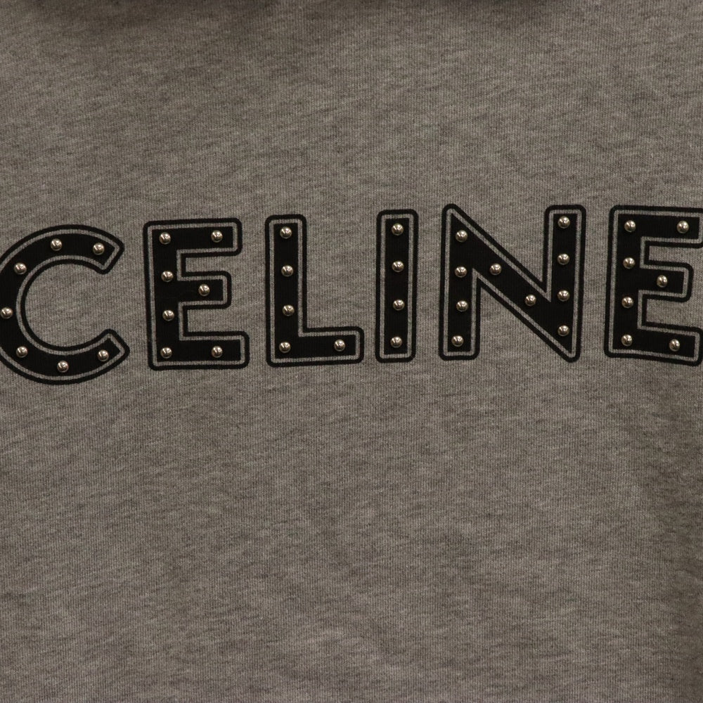 CELINE(セリーヌ) 21SS Loose Cotton Sweatshirt With Studs 2Y309052H スタッズルーズコットンスウェットシャツ プルオーバーパーカー フーディ グレー