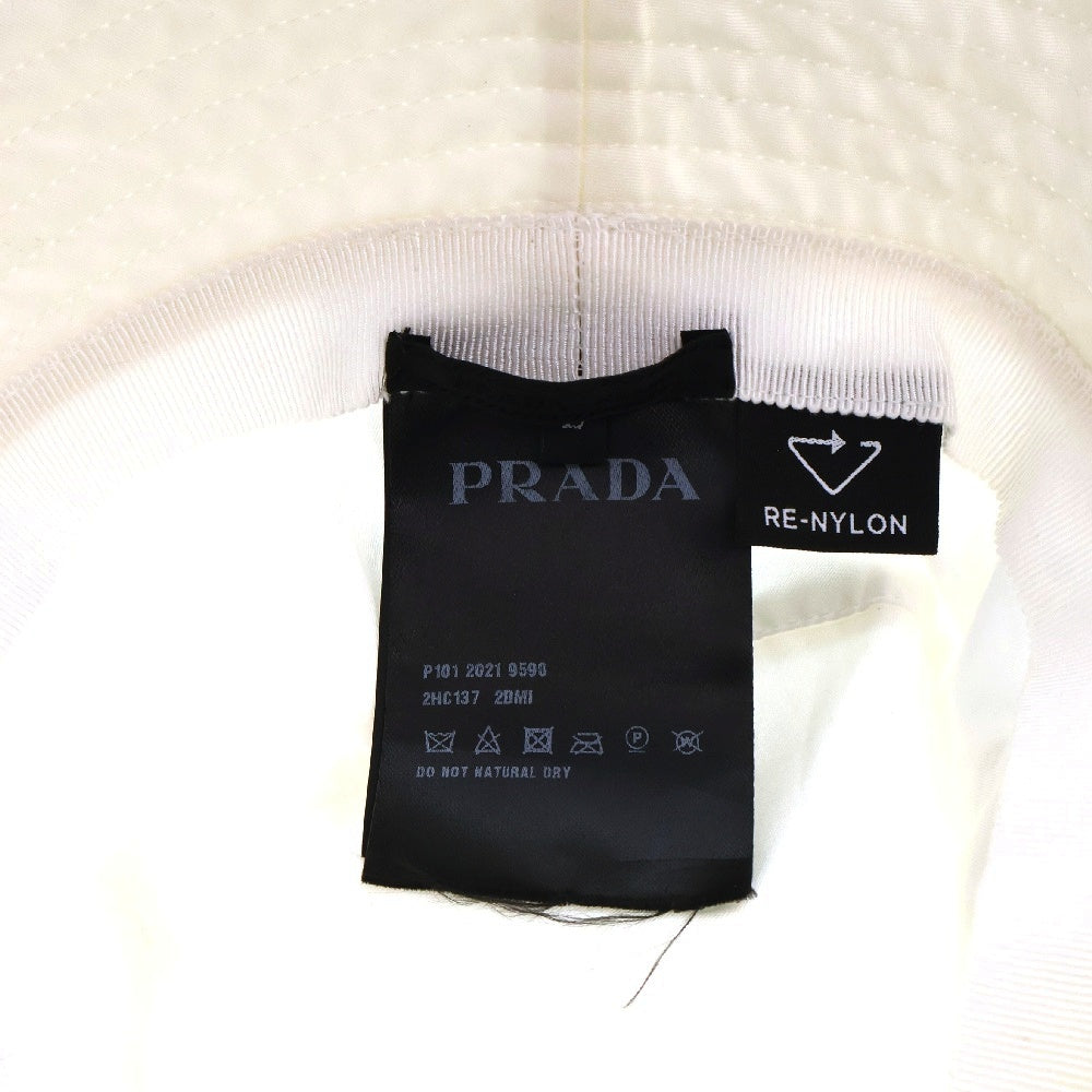 PRADA(プラダ) RENYLON BUCKET HAT トライアングルロゴ ナイロン バケットハット 帽子 2HC137 2DMI ホワイト