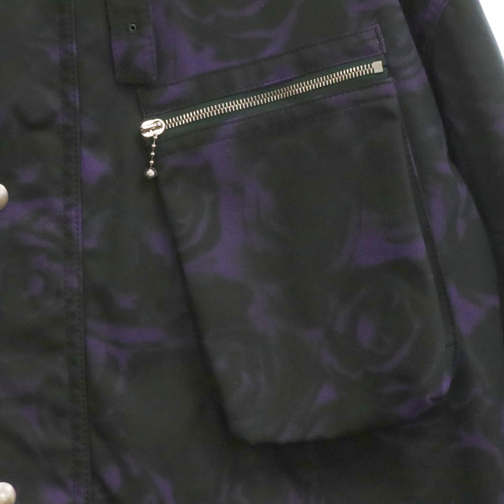 BURBERRY(バーバリー) ローズプリントフーデットジップアップジャケット パープル/ブラック 8076688