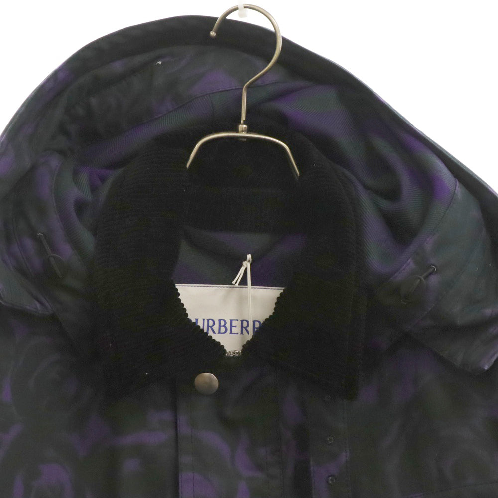 BURBERRY(バーバリー) ローズプリントフーデットジップアップジャケット パープル/ブラック 8076688
