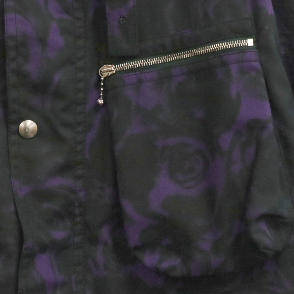 BURBERRY(バーバリー) ローズプリントフーデットジップアップジャケット パープル/ブラック 8076688