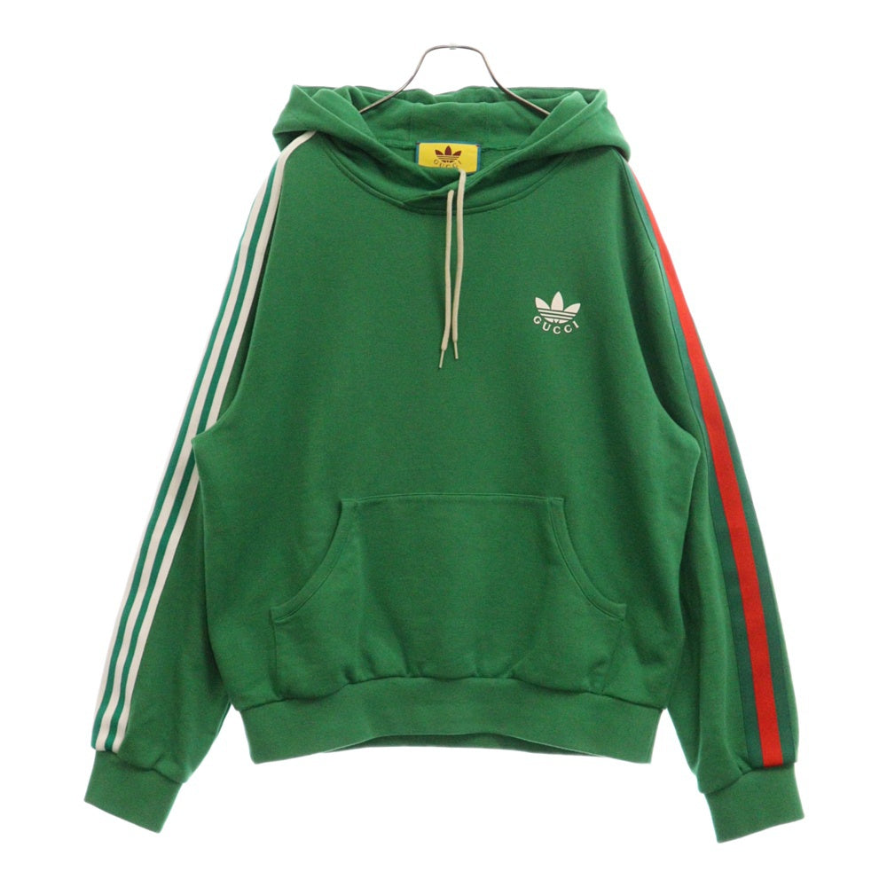 GUCCI(グッチ) 22SS ×adidas Cotton Sweatshirt 692107 XJEKQ アディダス サイドライン プルオーバースウェットパーカー グリーン