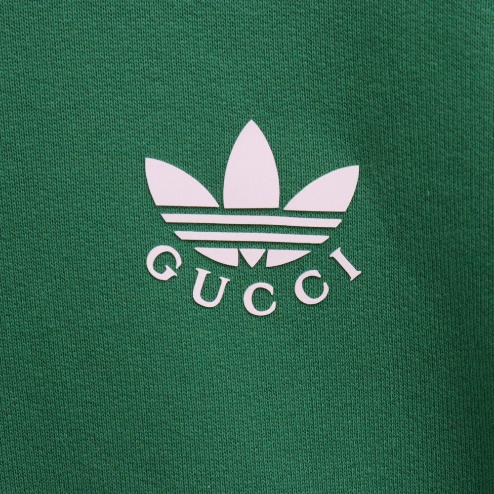 GUCCI(グッチ) 22SS ×adidas Cotton Sweatshirt 692107 XJEKQ アディダス サイドライン プルオーバースウェットパーカー グリーン