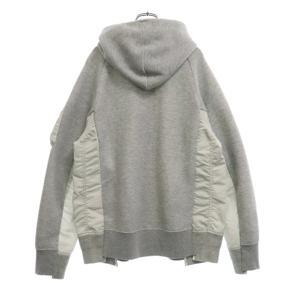 Sacai(サカイ) Sponge Sweat x Nylon Twill Hoodie SCM-056 スポンジスウェット ナイロン切替ジップアップパーカー フーディ グレー