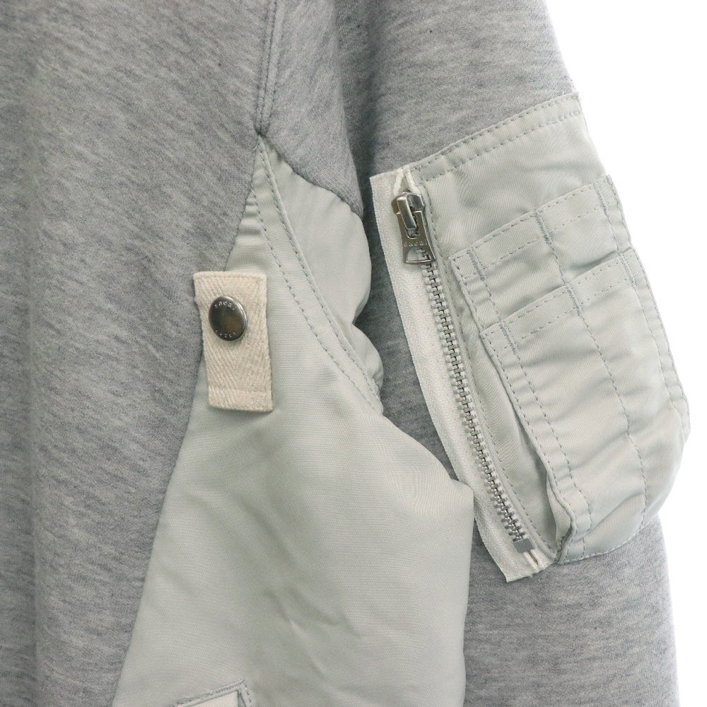 Sacai(サカイ) Sponge Sweat x Nylon Twill Hoodie SCM-056 スポンジスウェット ナイロン切替ジップアップパーカー フーディ グレー