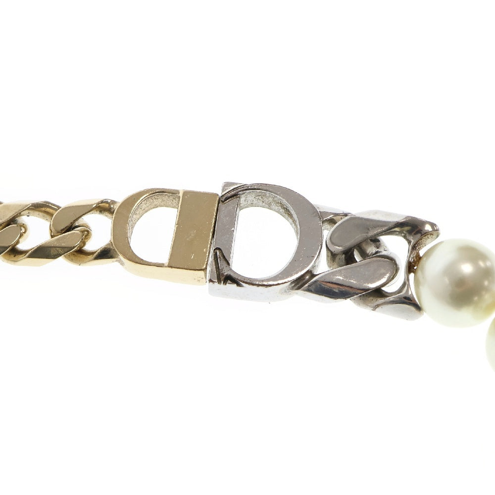 DIOR(ディオール) x Sacai Necklace Brass & Resin Pear CD ICONl パールチェーンネックレス シルバー/ゴールド