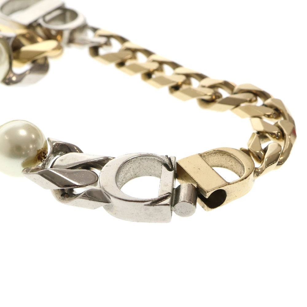 DIOR(ディオール) x Sacai Necklace Brass & Resin Pear CD ICONl パールチェーンネックレス シルバー/ゴールド