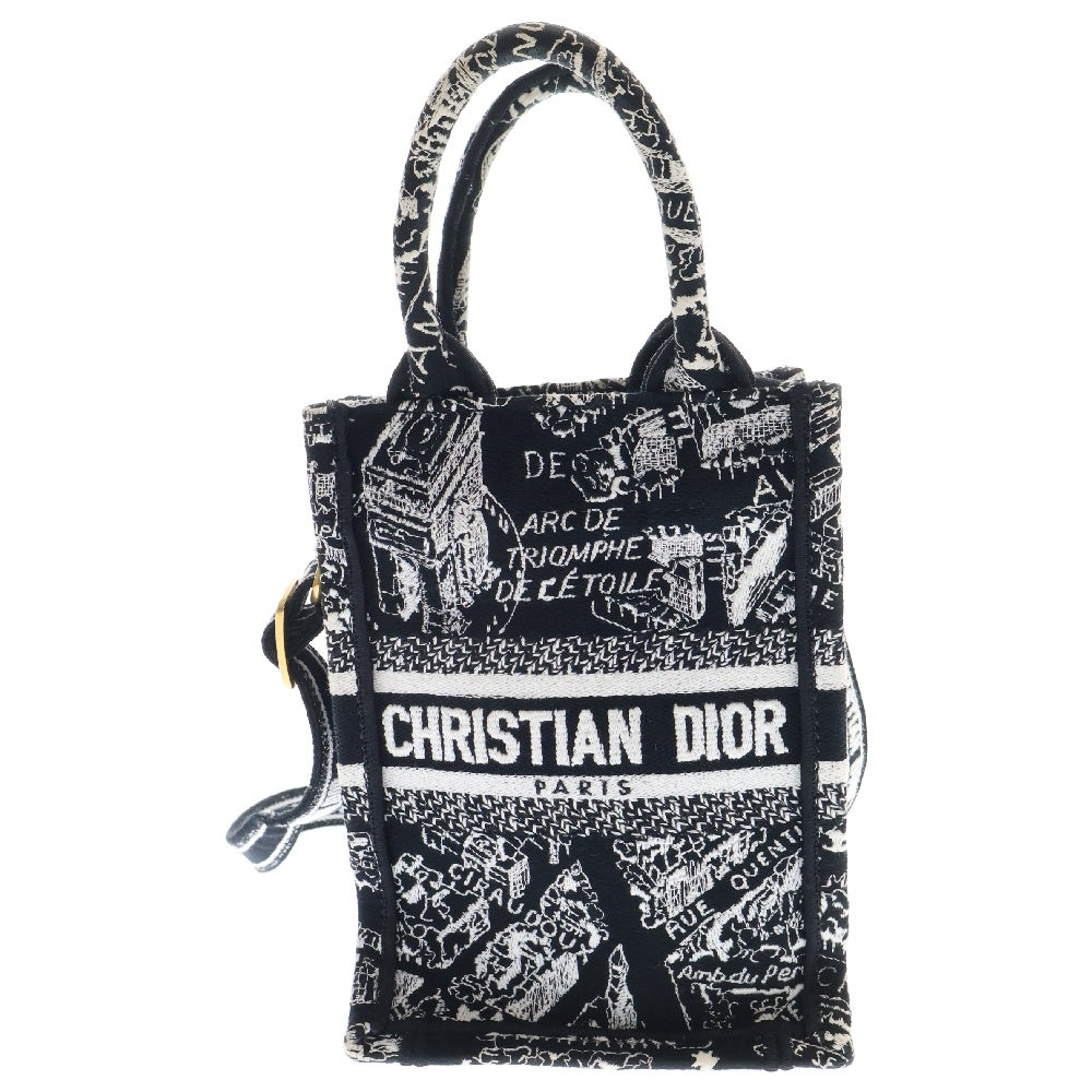 DIOR(ディオール) Book Tote ブックトートミニ バーティカルバッグ 2WAYショルダーバッグ キャンバスハンドバッグ ネイビー