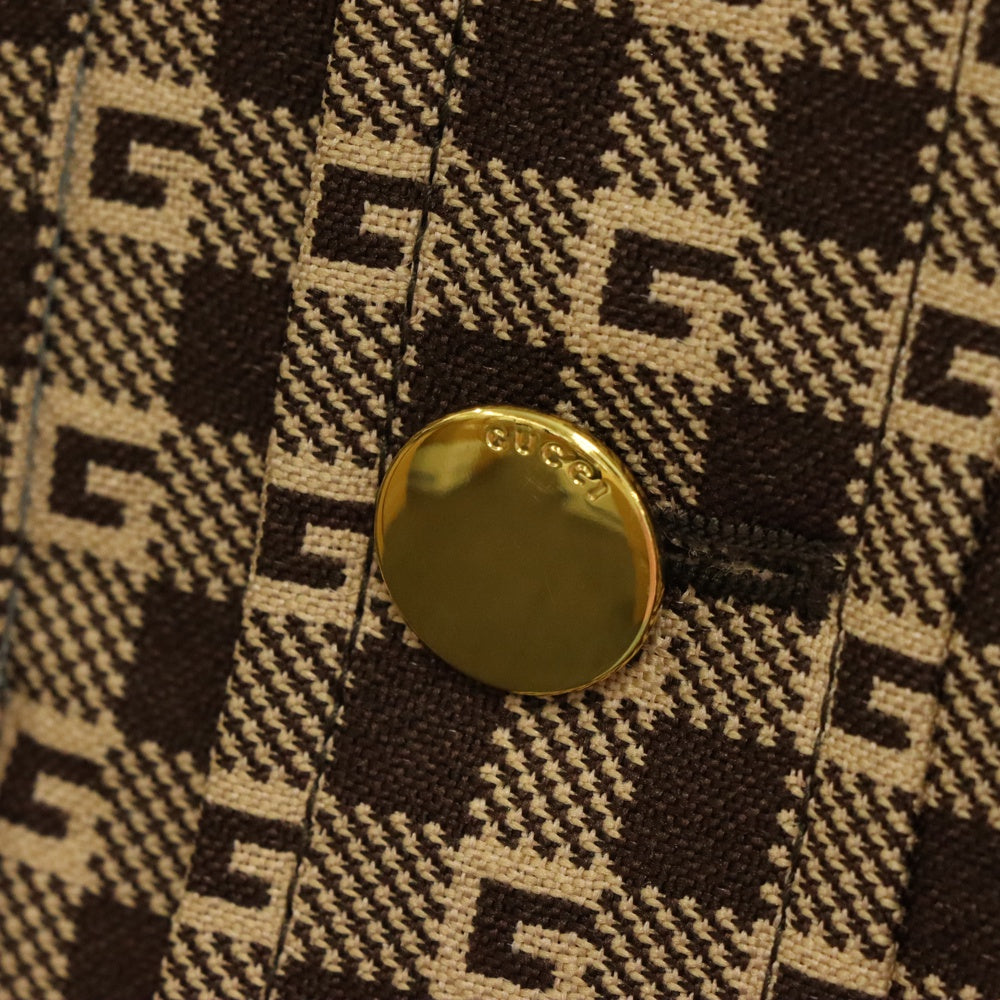 GUCCI(グッチ) Gロゴ 総柄 モノグラム 金ボタン ジャケット ブラウン シルク混 742801 ZAM7E