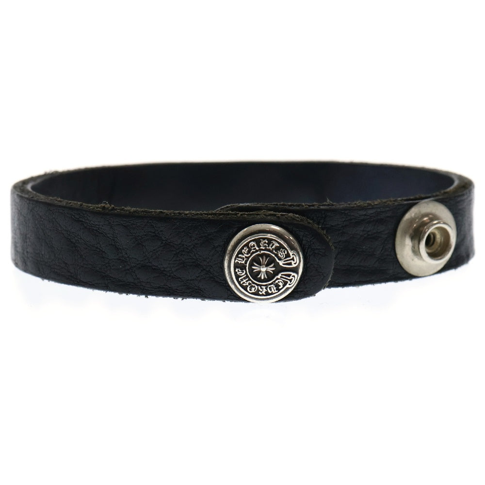 CHROME HEARTS(クロムハーツ) BRCLTCUFFPLATEハートプレートレザーブレスレット ブラック