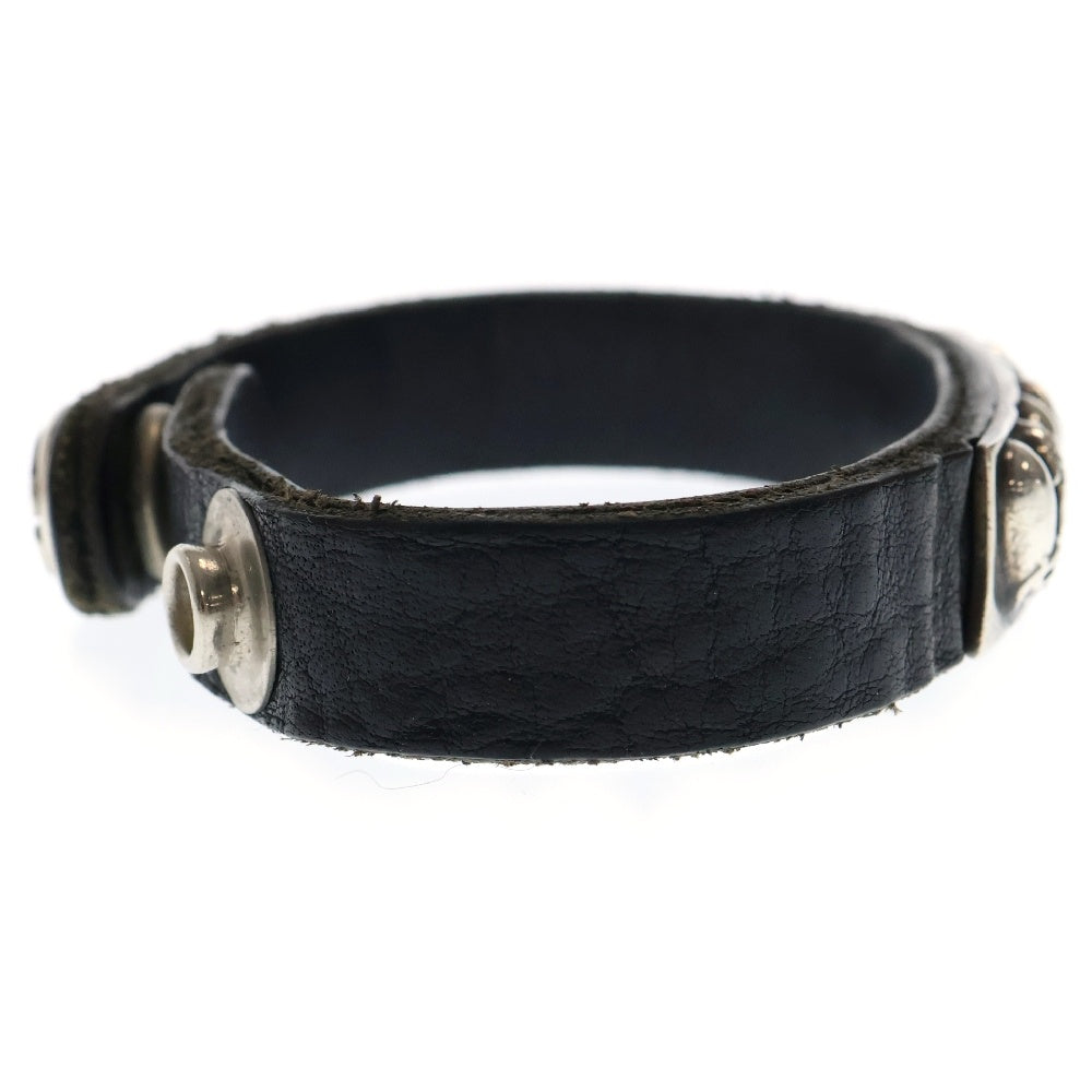 CHROME HEARTS(クロムハーツ) BRCLTCUFFPLATEハートプレートレザーブレスレット ブラック