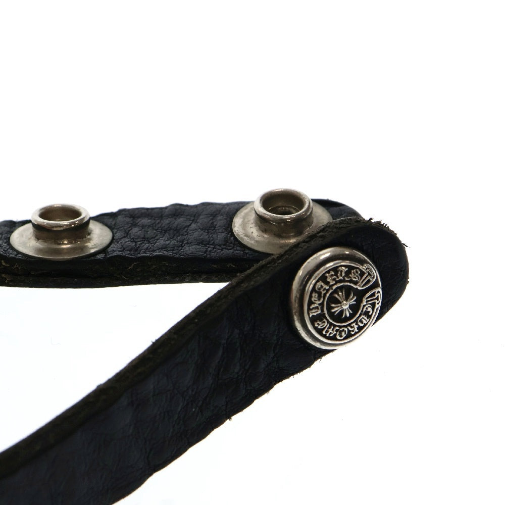 CHROME HEARTS(クロムハーツ) BRCLTCUFFPLATEハートプレートレザーブレスレット ブラック