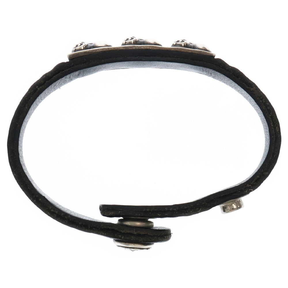 CHROME HEARTS(クロムハーツ) BRCLTCUFFPLATEハートプレートレザーブレスレット ブラック