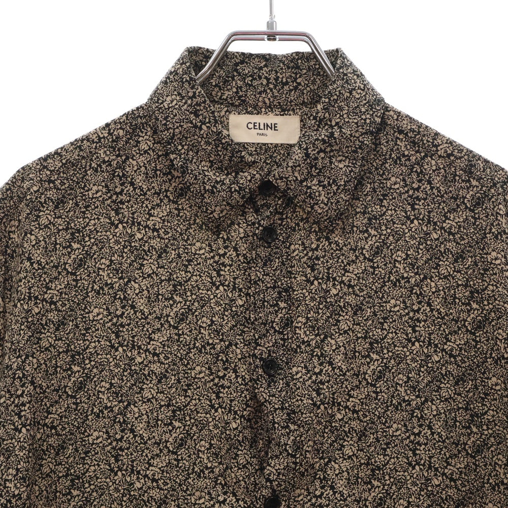 CELINE(セリーヌ) 20AW Viscose flower print long sleeve shirt ビスコースフラワープリントロングスリーブシャツ 長袖シャツ エディスリマン ブラック/ブラウン2C028570K