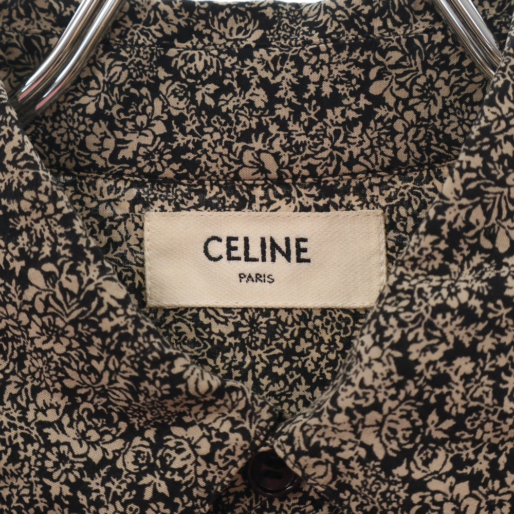 CELINE(セリーヌ) 20AW Viscose flower print long sleeve shirt ビスコースフラワープリントロングスリーブシャツ 長袖シャツ エディスリマン ブラック/ブラウン2C028570K