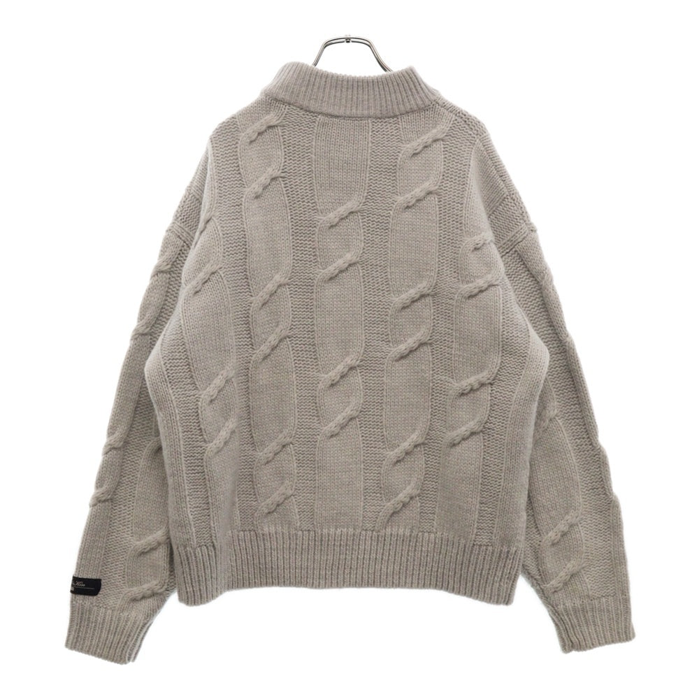 KITH(キス) 23AW クルーネックケーブルニットセーター グレー