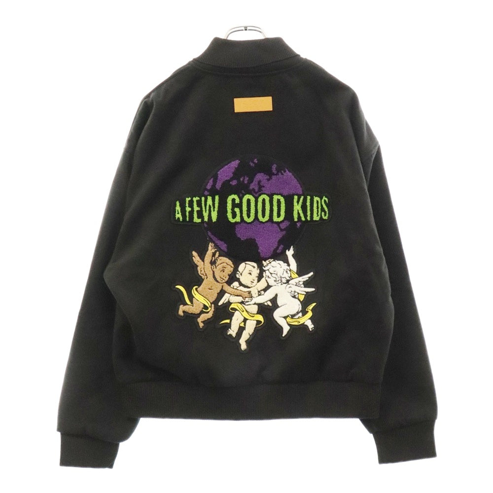 A FEW GOOD KIDS(アフュー グッド キッズ) AFGK ANGEL COLLAGE JKT エンジェルカレッジ バックワッペンスタジアムジャケット ブルゾン ブラック
