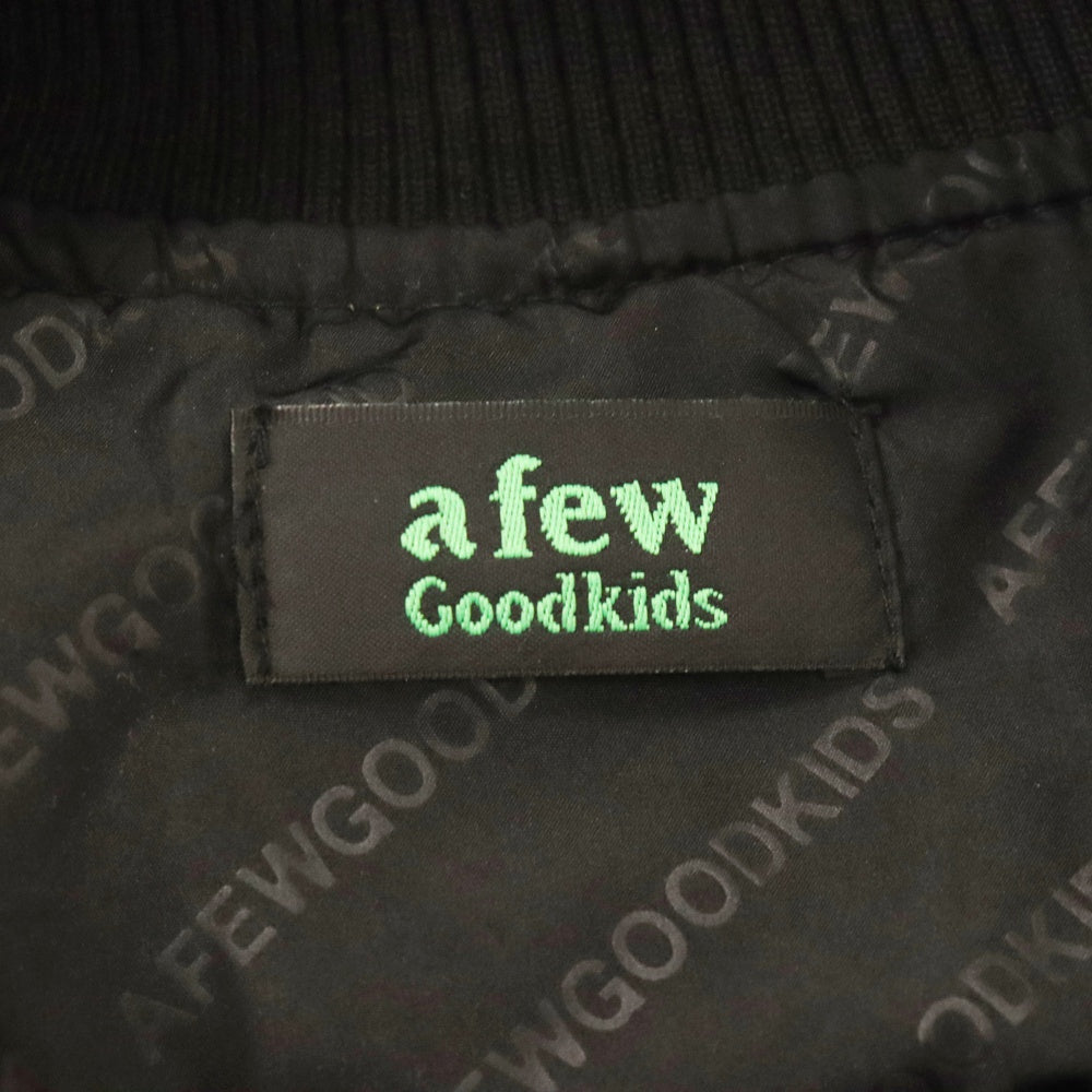 A FEW GOOD KIDS(アフュー グッド キッズ) AFGK ANGEL COLLAGE JKT エンジェルカレッジ バックワッペンスタジアムジャケット ブルゾン ブラック
