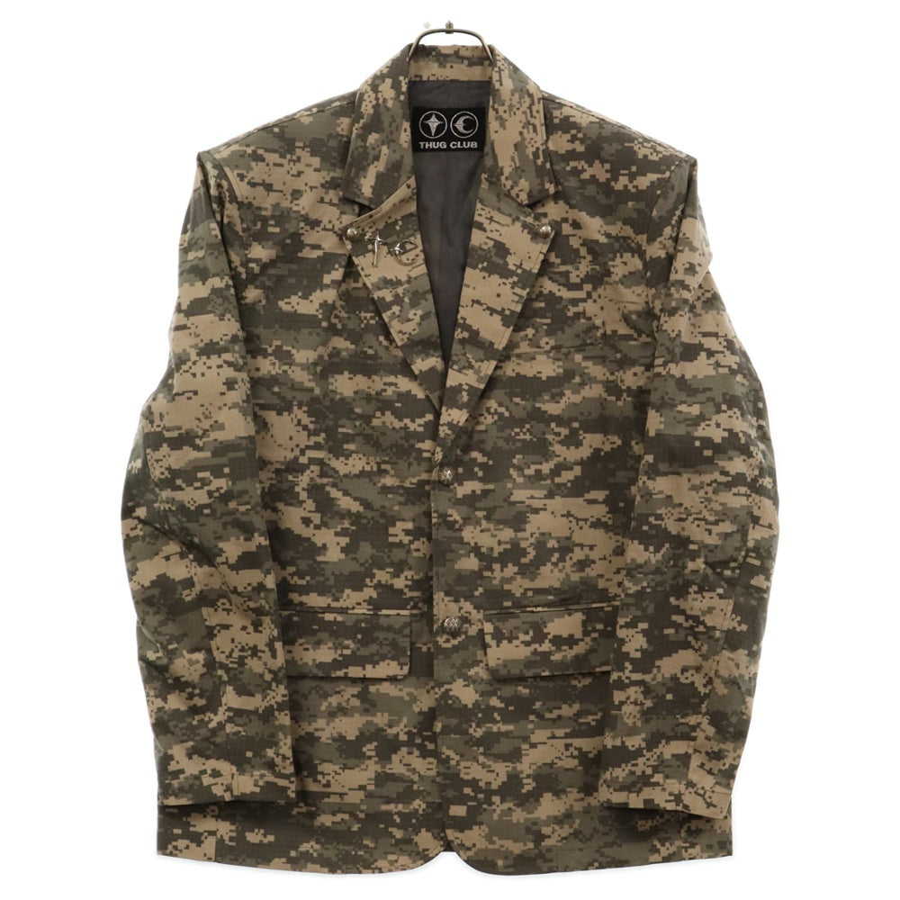 THUG CLUB(サグクラブ) 24AW TC ARMY BLAZER TC24JK2902 アーミーブレザー カモフラ総柄テーラードジャケット カーキ