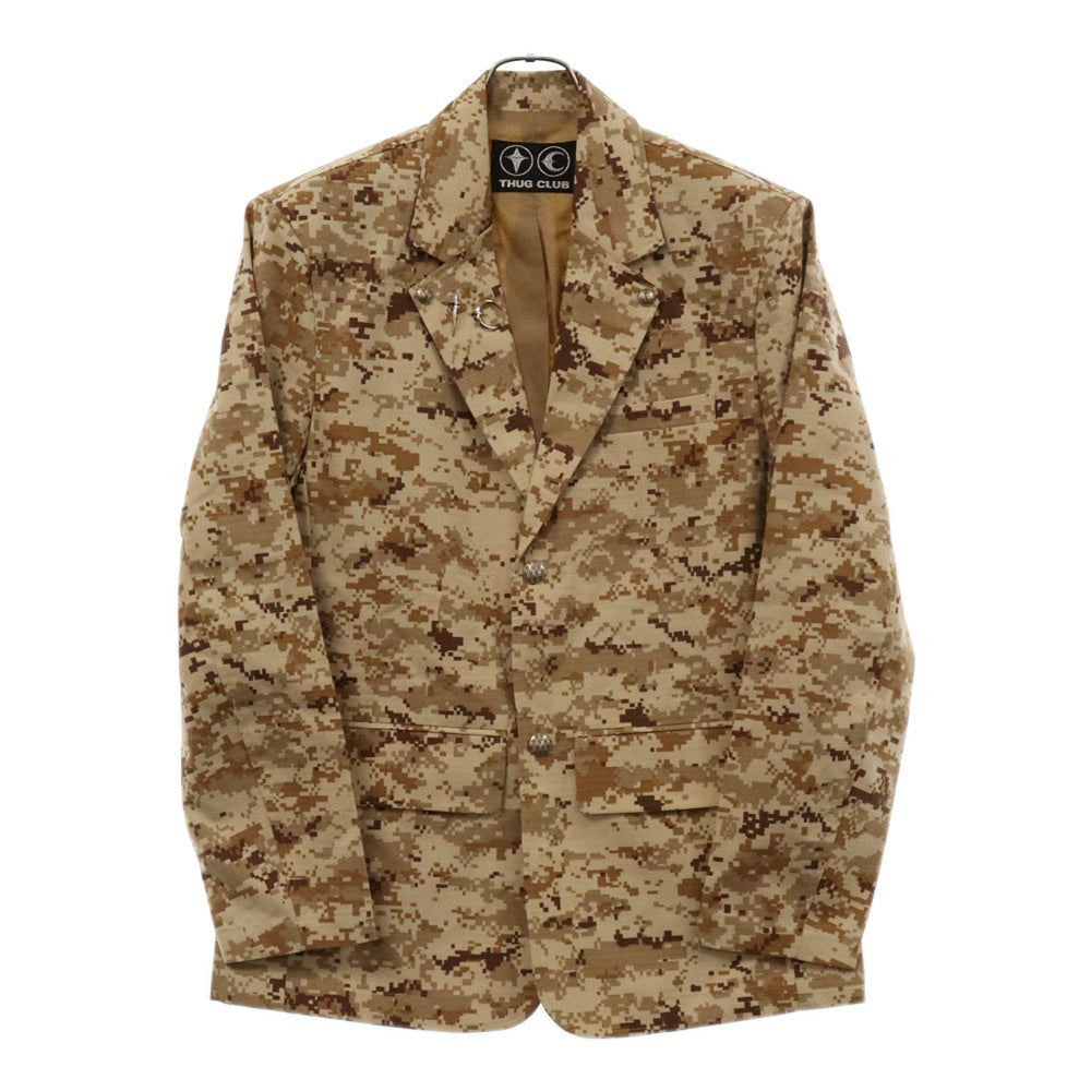 THUG CLUB(サグクラブ) 24AW TC ARMY BLAZER TC24JK2903 アーミーブレザー カモフラ総柄テーラードジャケット ブラウン