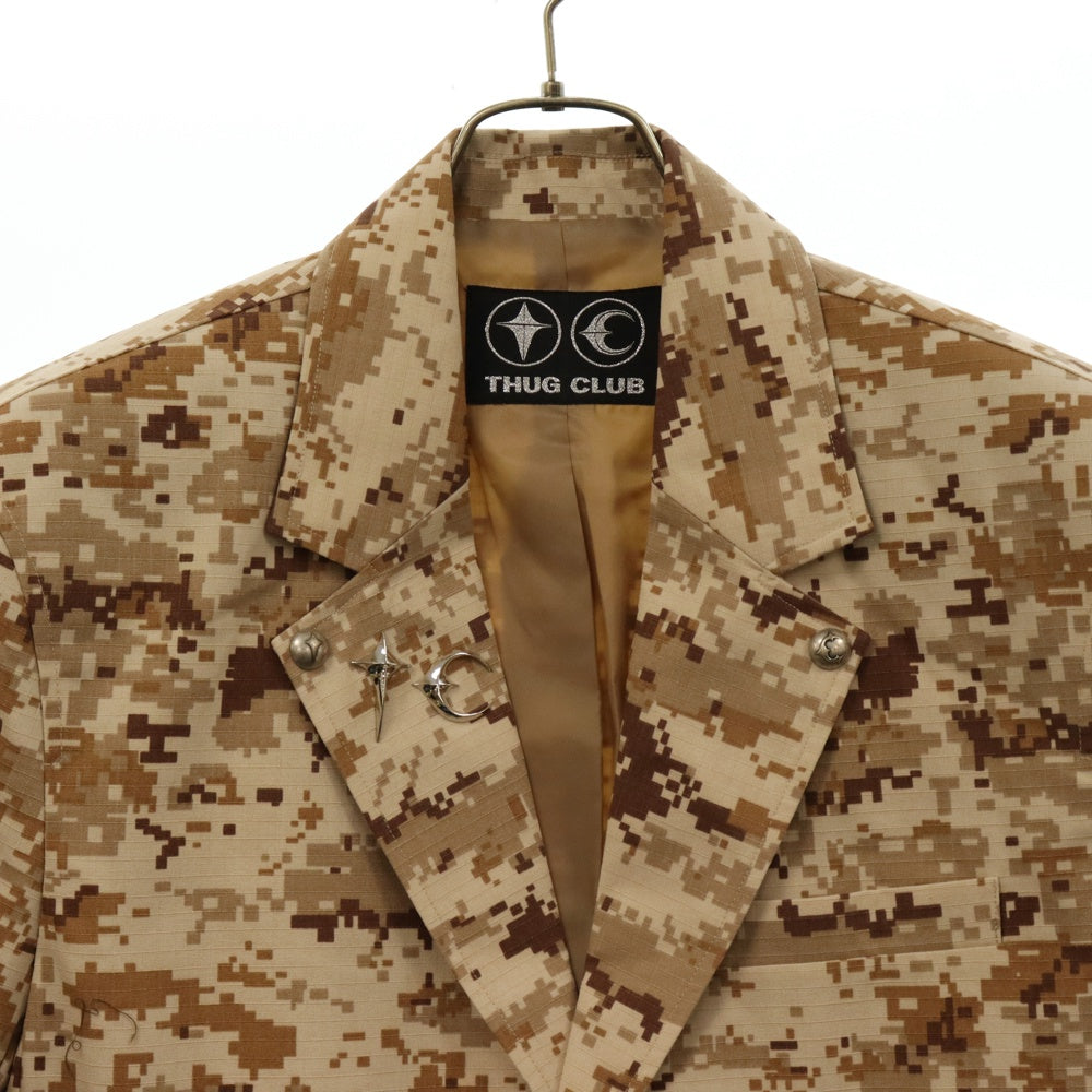 THUG CLUB(サグクラブ) 24AW TC ARMY BLAZER TC24JK2903 アーミーブレザー カモフラ総柄テーラードジャケット ブラウン
