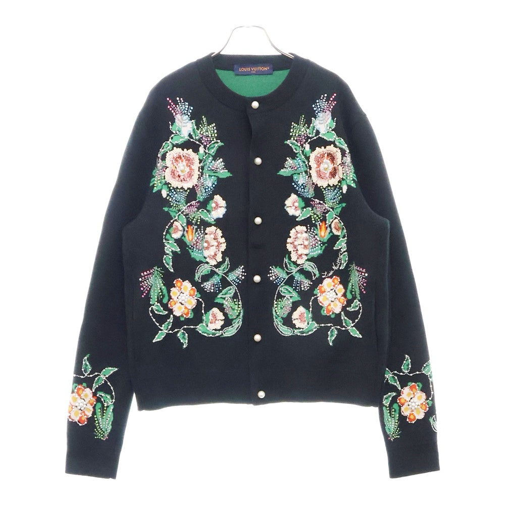 LOUIS VUITTON(ルイヴィトン) 24AW Embroidered Merino Wool Cardigan 刺繍入りエンブロイダードメリノウールカーディガン ブラック RM242M ZLL HRN85W