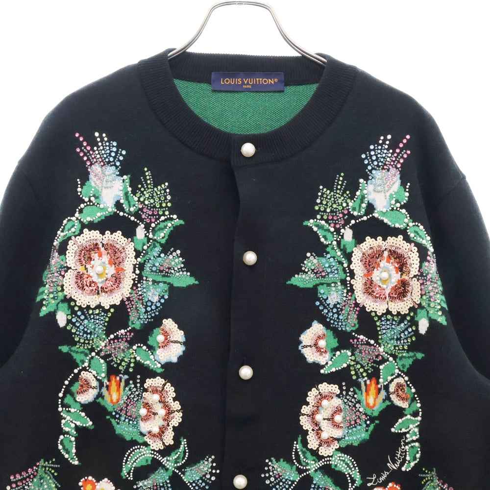 LOUIS VUITTON(ルイヴィトン) 24AW Embroidered Merino Wool Cardigan 刺繍入りエンブロイダードメリノウールカーディガン ブラック RM242M ZLL HRN85W