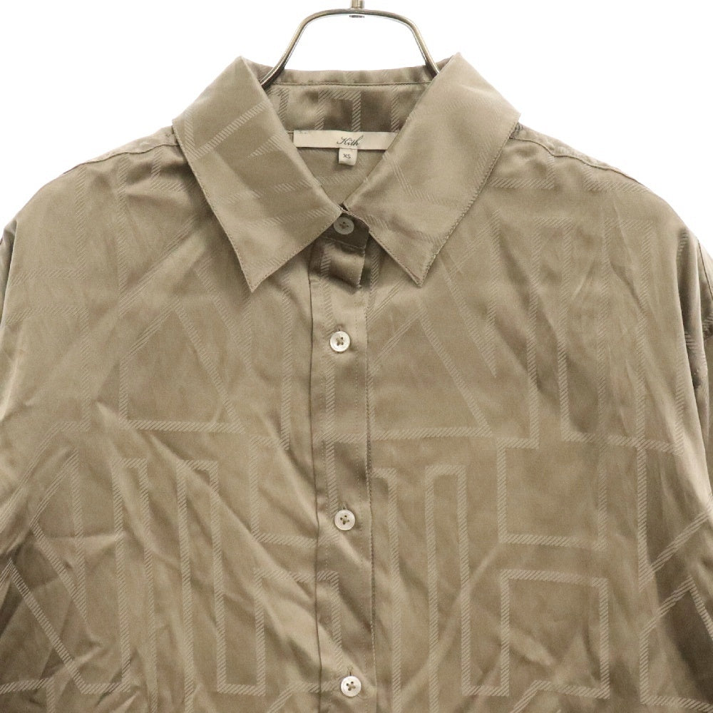 KITH(キス) シルク混 総柄 長袖シャツ ベージュ 24-050-061-0005 レディース