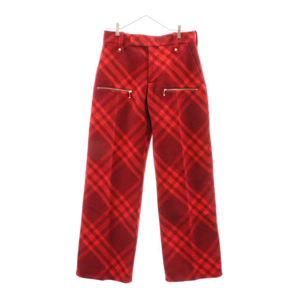 BURBERRY(バーバリー) 24SS チェックトラウザーロングパンツ レッド 8079154