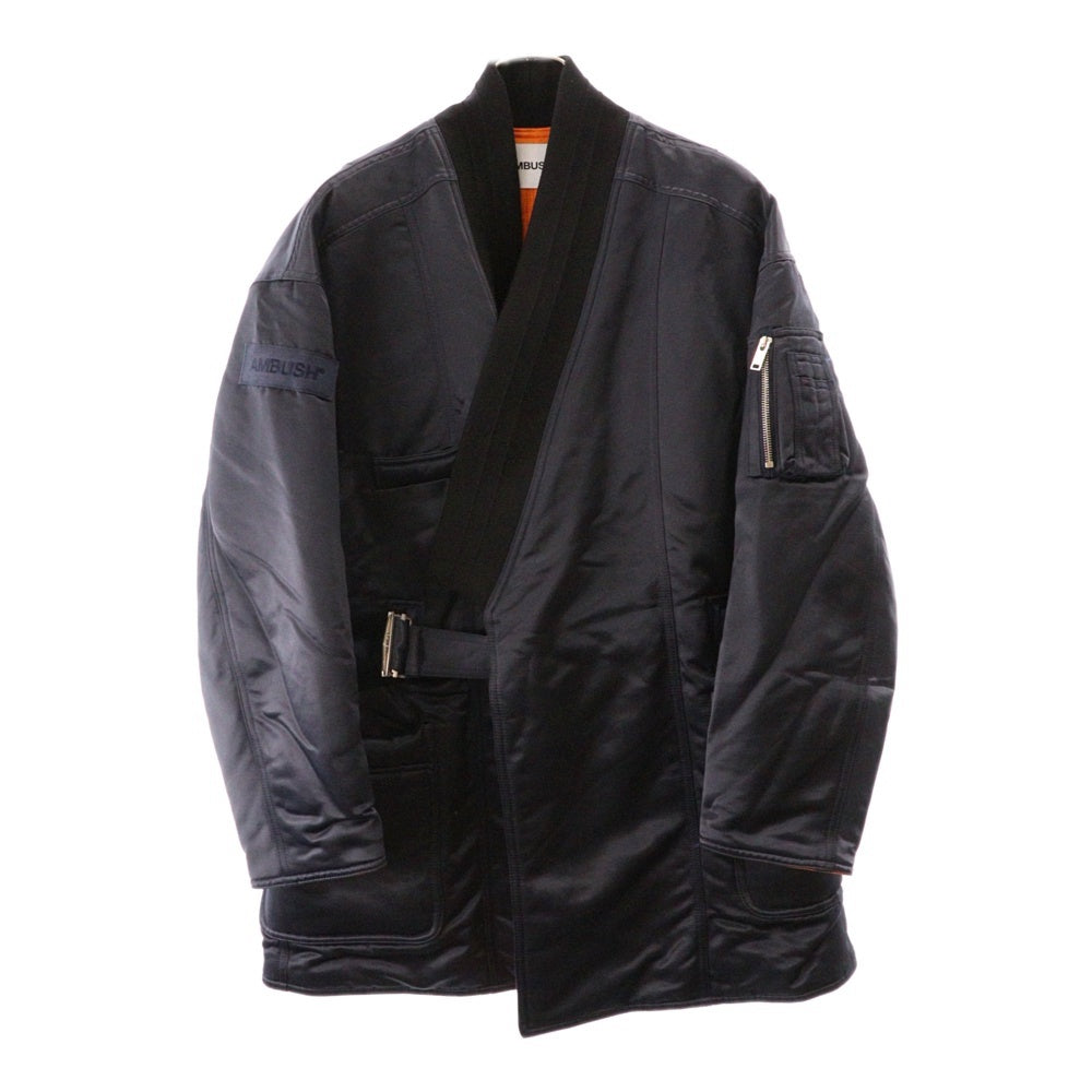 AMBUSH(アンブッシュ) 20AW MA-1 Hybrid Belted Robe Jacket キモノ ベルベット ローブ フライトジャケット コート BMEA002F20FAB001 ネイビー