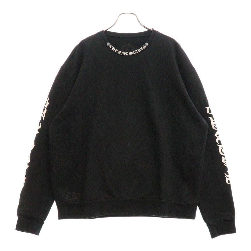 CHROME HEARTS(クロムハーツ) SWTSHRT PLVR ネックロゴプリントスウェット クルーネックトレーナー ブラック