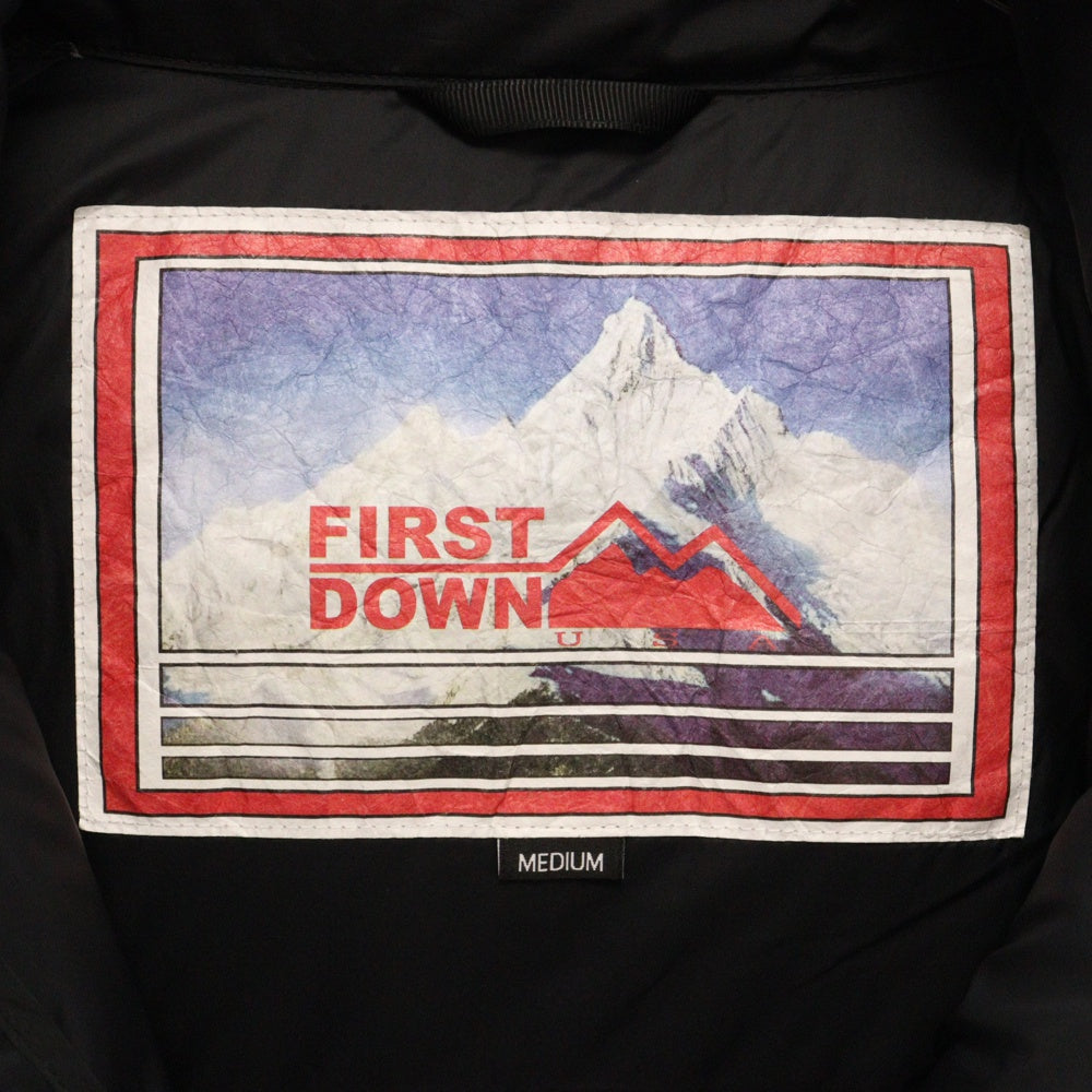 FIRST DOWN(ファーストダウン) ジップアップ ナイロンダウンジャケット フロントロゴ ブラック